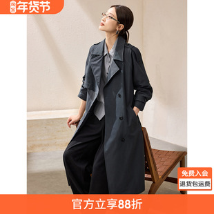 沫晗依美摩登气质职场外套2025秋季翻领大女主利落廓形收腰风衣女