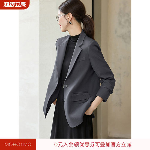 沫晗依美轻职场显瘦长袖西装女