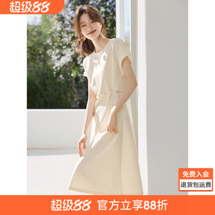 沫晗依美轻国风休闲感T恤式连衣裙2026夏新款百搭显瘦短袖连衣裙