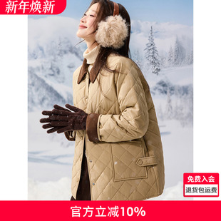 沫晗依美撞色拼接巴恩风棉衣2025秋冬新款 棉服女 保暖翻领宽松时尚