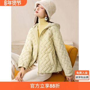 沫晗依美花式绗缝棉衣2025冬季新款抽绳设计感连帽短款棉服外套女