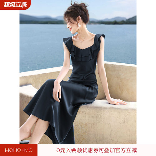 沫晗依美夜色晚星气质优雅连衣裙