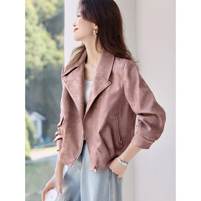 沫晗依美休闲廓型感机车外套