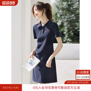 沫晗依美运动裙刺绣polo连衣裙2026夏季新款撞色刺绣减龄连衣裙女