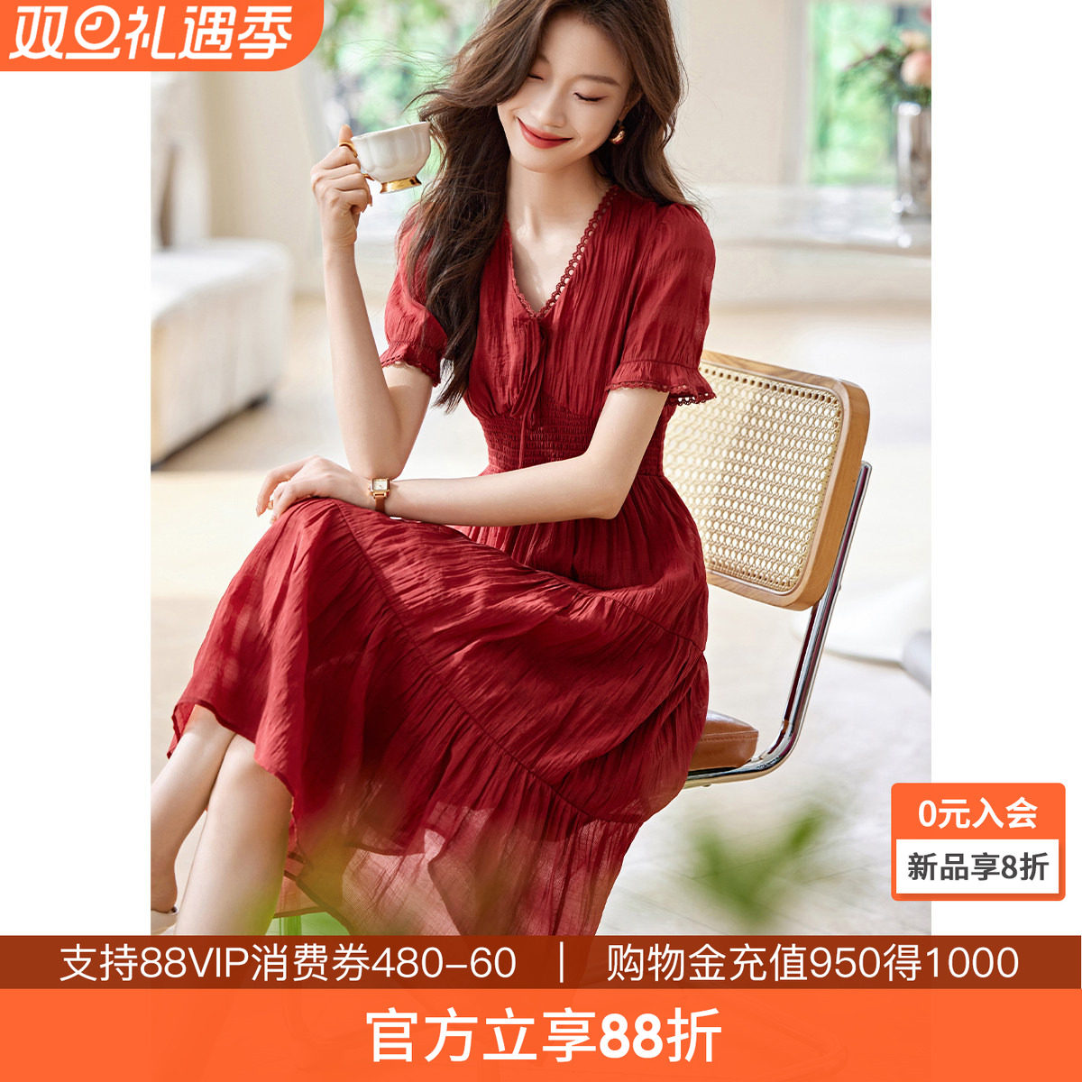 沫晗依美优雅森系连衣裙