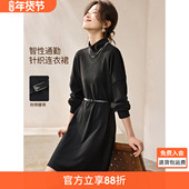 沫晗依美智性通勤风显瘦连衣裙2025冬季 蝙蝠袖 半高领针织腰带裙子