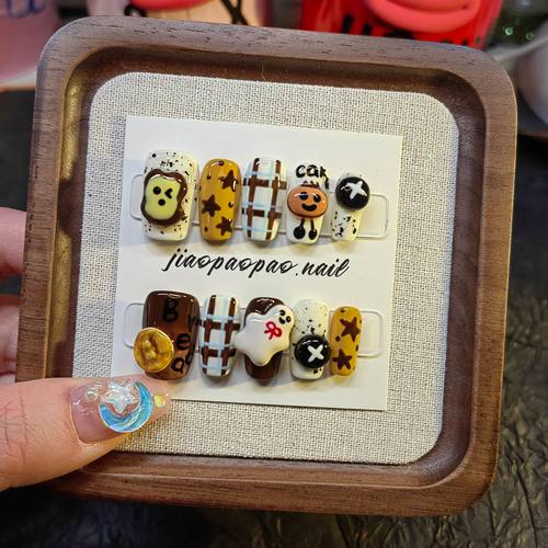 【Jiao泡泡】可爱ins风卡通面包捏捏纯手工穿戴甲片