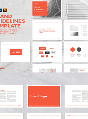 品牌指南模板InDesign，psd，AI，eps格式（没有演示图片）