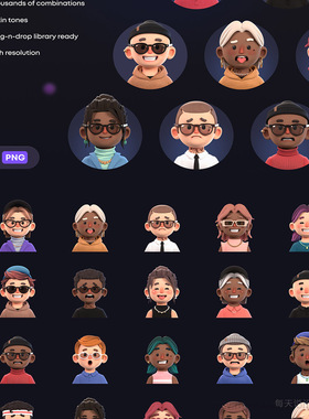 22个高分辨率设计师，作品集，简历独特头像png格式