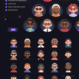 22个高分辨率设计师，作品集，简历独特头像png格式