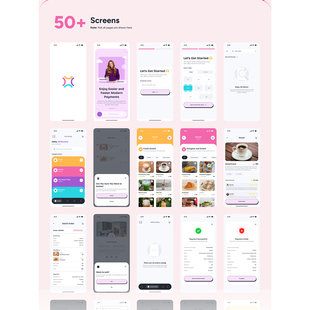 50页时尚咖啡馆，奶茶店外卖点餐app设计figma源文件（带交互）