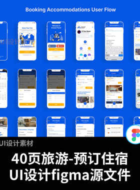 40页iPhone 11 Pro Max尺寸旅游-预订住宿UI设计figma源文件