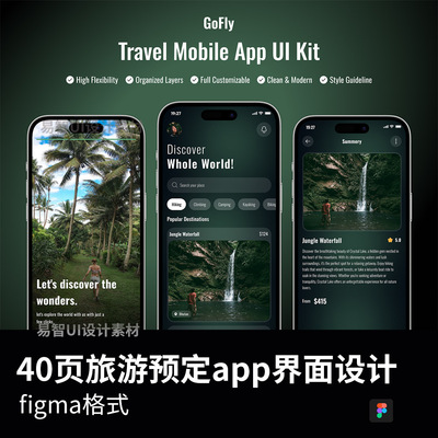 40页旅游预定app界面设计figma源文件