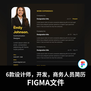 6款设计师，开发，商务人员简历figma源文件