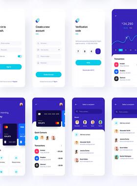 45页电子钱包，金融，在线支付UI 素材sketch源文件