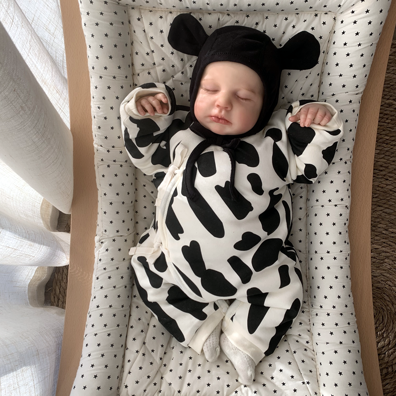 斜襟系带连体衣纯棉冬季保暖爬服