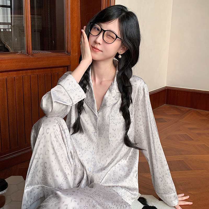 韩式轻奢真丝豹纹睡衣女礼盒装