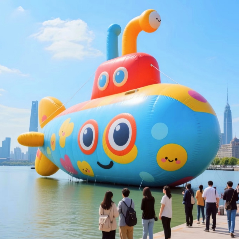 定制水上漂浮充气卡通闭气气模可爱游艇模型广场美陈装饰夏季展览