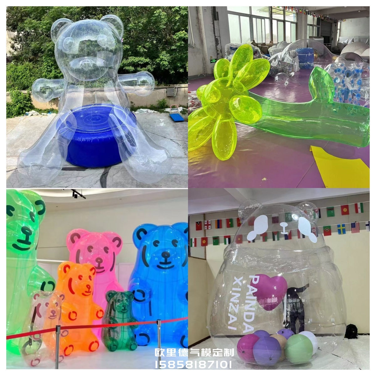 定制充气创意透明卡通熊气模网红个性化模型户外活动引流商场美陈