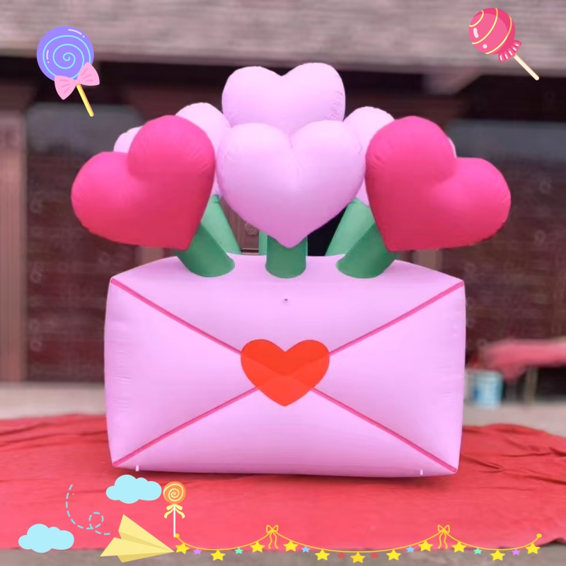 定制充气爱心信封花朵花洒浪漫气模模型商场引流活动节日装置美陈