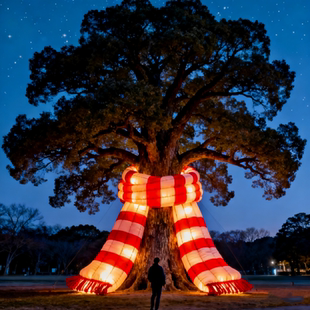 巨型红色大树围巾气模圣诞节春节商场美陈道具户外冬季 饰 氛围装