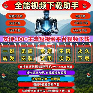 视频号下载直播回放B站微信全网软件多平台去水印处理一键转发