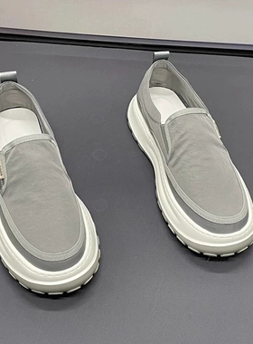 帕达索懒人一脚蹬布鞋男春夏款男士透气厚底百搭休闲乐福鞋250310