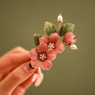 头饰发卡侧边非遗批发绒花发钗女古风边夹配饰小国风现货后脑勺