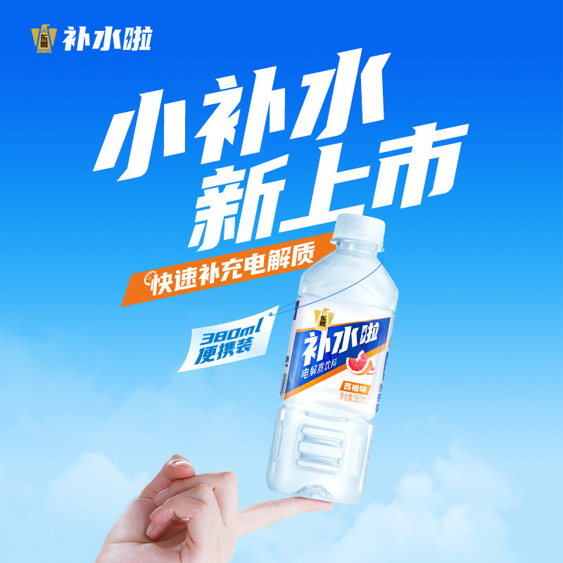 东鹏补水啦电解质饮料380ml*24瓶整箱运动健身快速补充水分西柚味