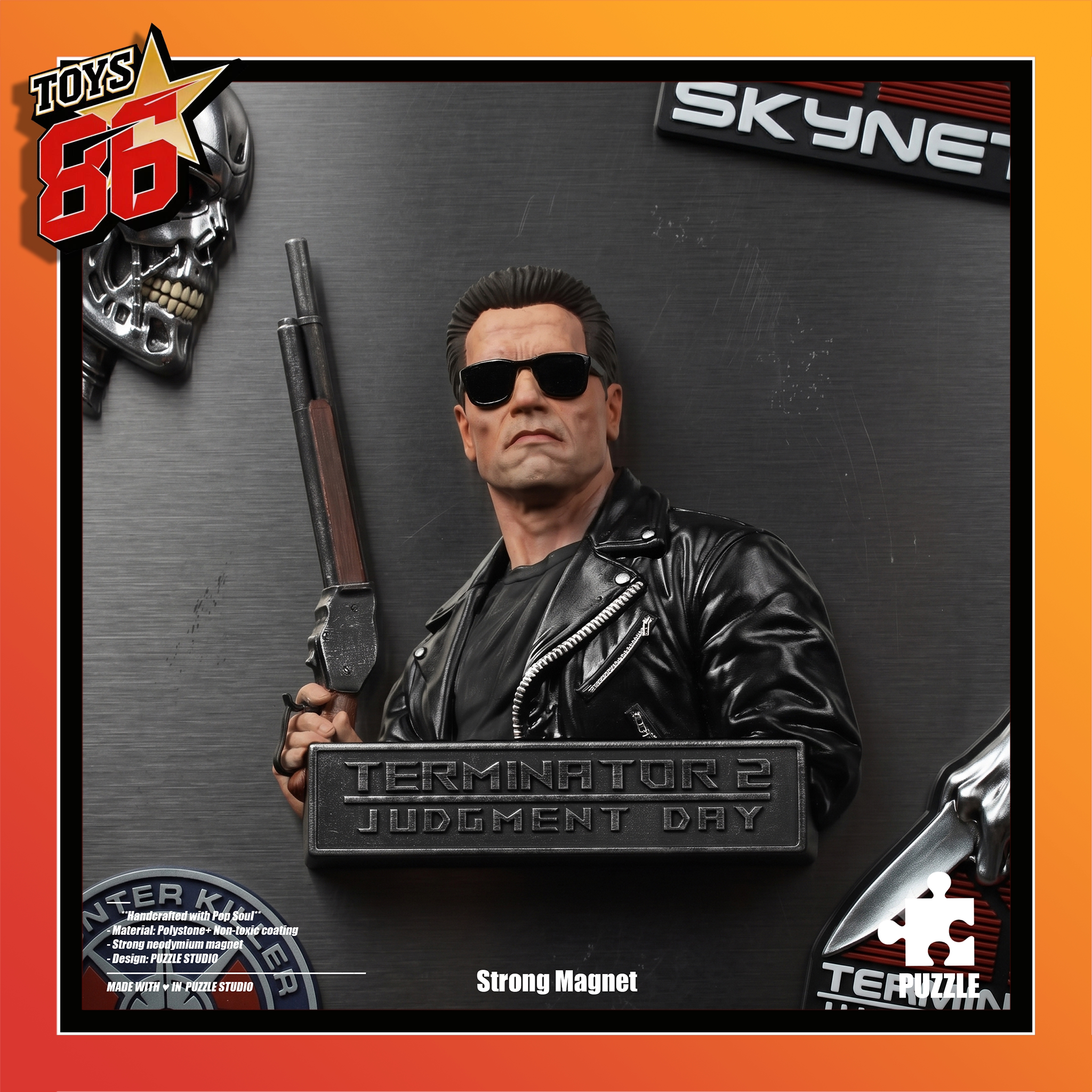 【86toys 新品】PUZZLE  终结者 T800 阿诺施瓦辛格 胸像 冰箱贴