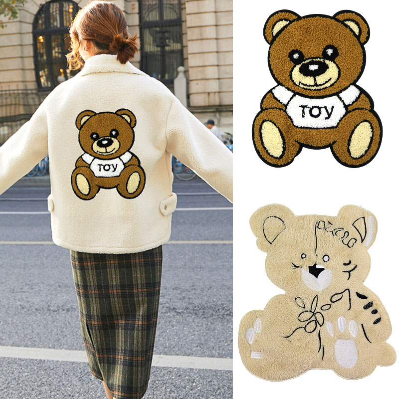 卡通大号小熊毛绒外套服装布贴