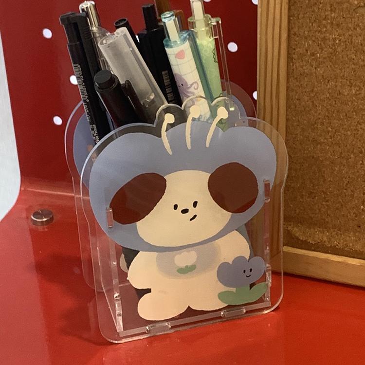 原创上课收纳笔筒多巴胺亚克力大号化妆刷收纳学生可爱桌面置物篮