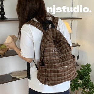 复古小众双肩包包女款大容量小个子高级感背包大学生通勤书包男生