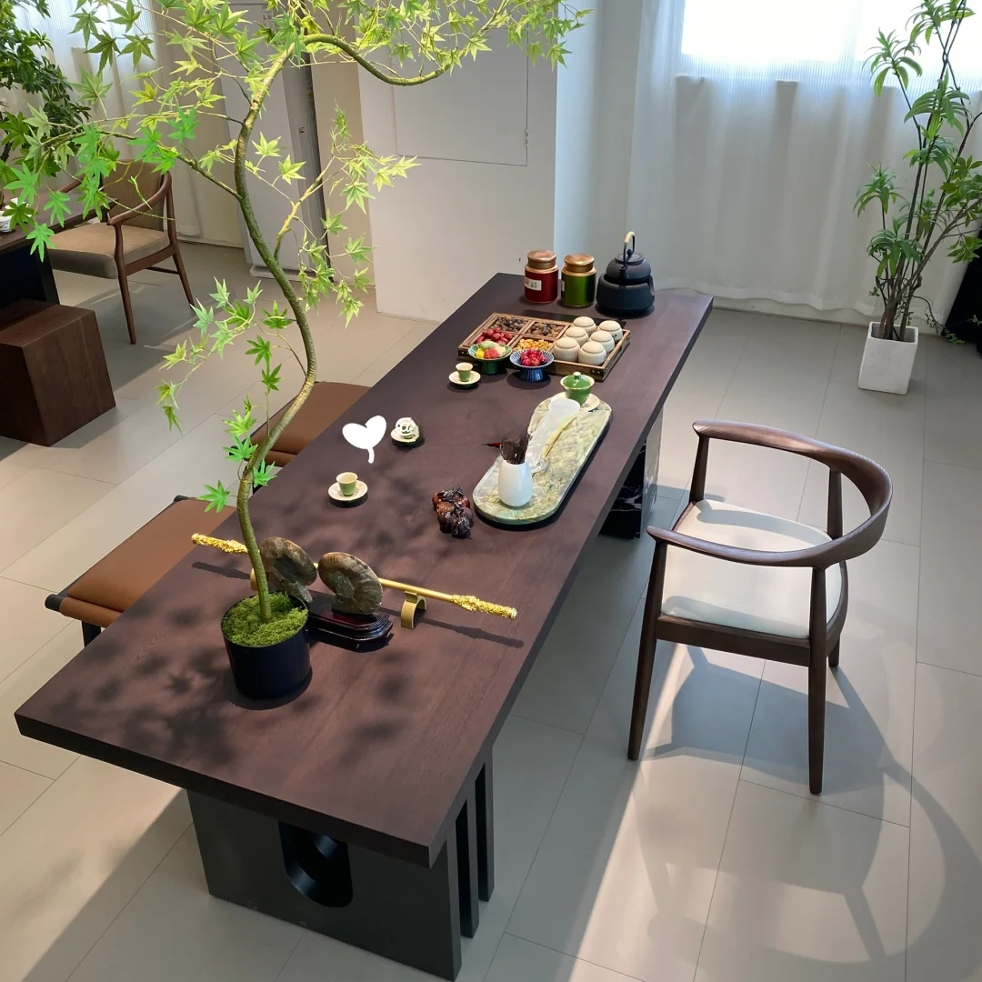 新中式北美黑胡桃实木茶桌椅组合现代高端简约轻奢高级感家具定制