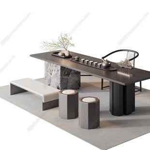 新中式白蜡木茶桌椅组合高档企业酒店大板桌现代总裁办公室泡茶台