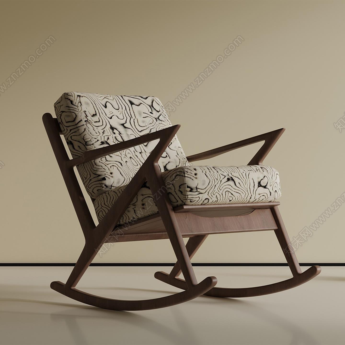 新中式白蜡木摇椅黑胡桃木阳台休闲椅成人午睡躺椅原木禅意沙发椅