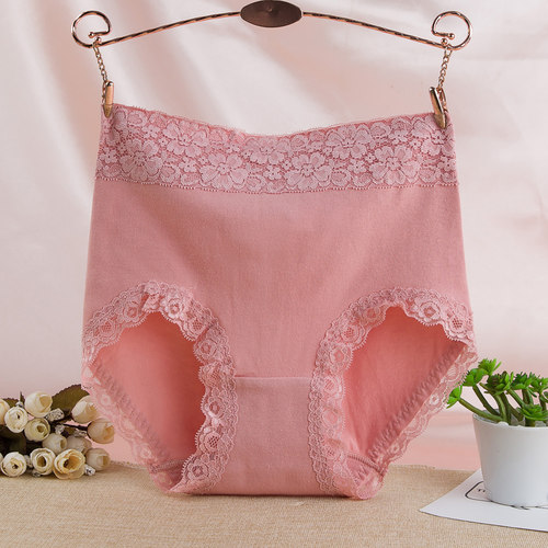 日系纯棉档收腹蕾丝边提臀三角裤
