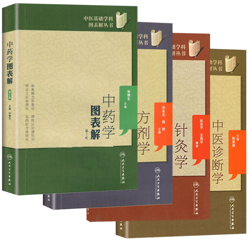 正版现货 中医基础学科图表解丛书 4本 针灸学图表解 第2版+中医诊断学图表解 第2版+中药学图表解 第2版+方剂学图表解第2版
