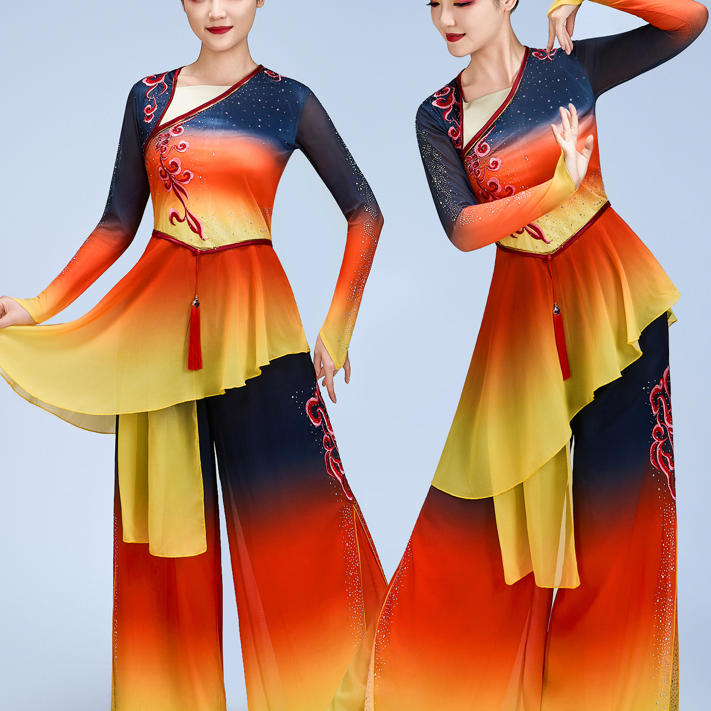 胶州秧歌蝶梦吟秋同款扇子舞桃李杯剧目演出服飘逸舞蹈服表演艺考