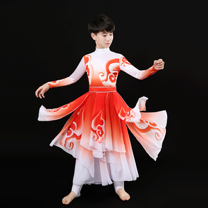儿童舞蹈古典舞扇子舞飘逸女童演出服服装中国民族汉服男女通用