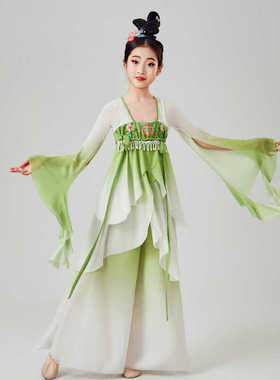 儿童古典舞演出服渐变纱衣练功服荷花伞舞古风身韵中国风舞蹈服女