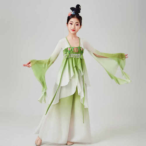 身韵渐变荷花伞舞练功服古风