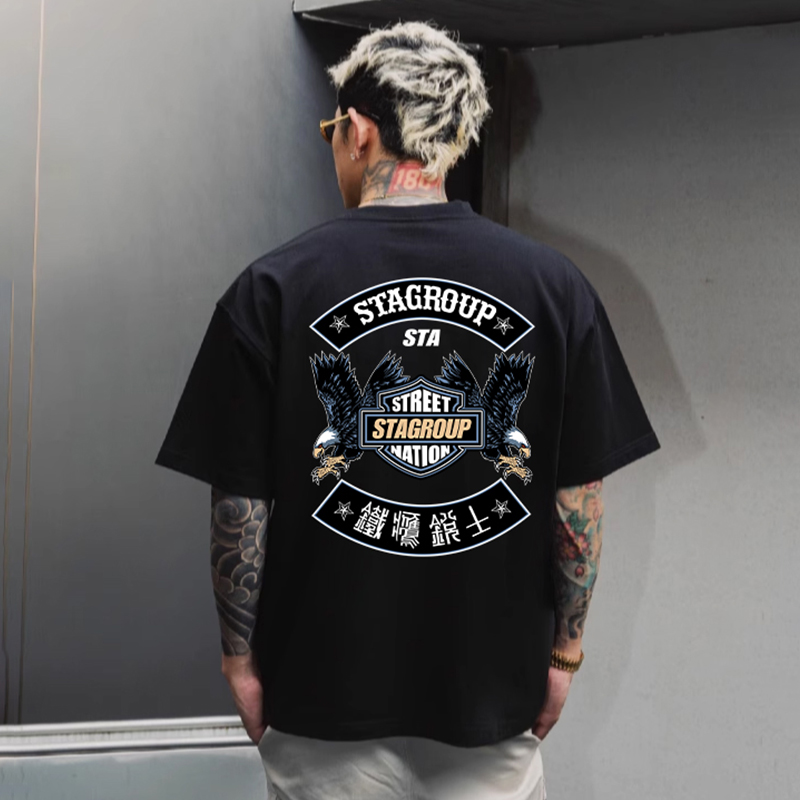 STA美式复古字母印花纯棉短袖T恤