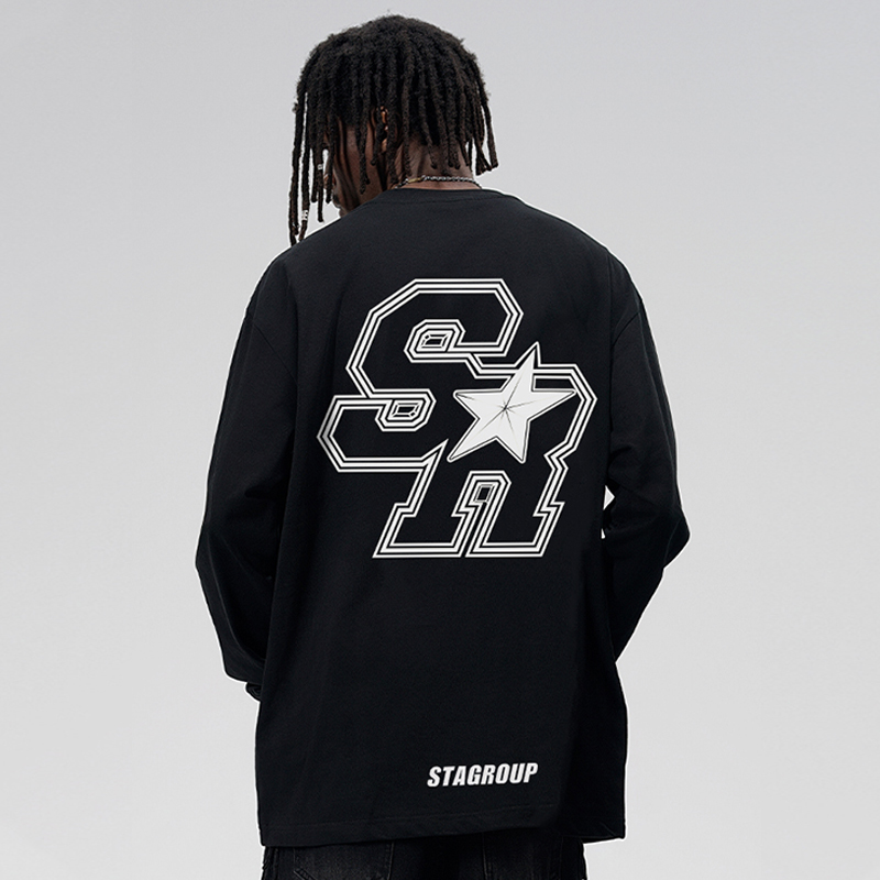 STASTASR轮廓印花基础长袖T恤