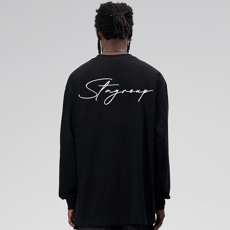 STA字母印花长袖T恤纯棉男女