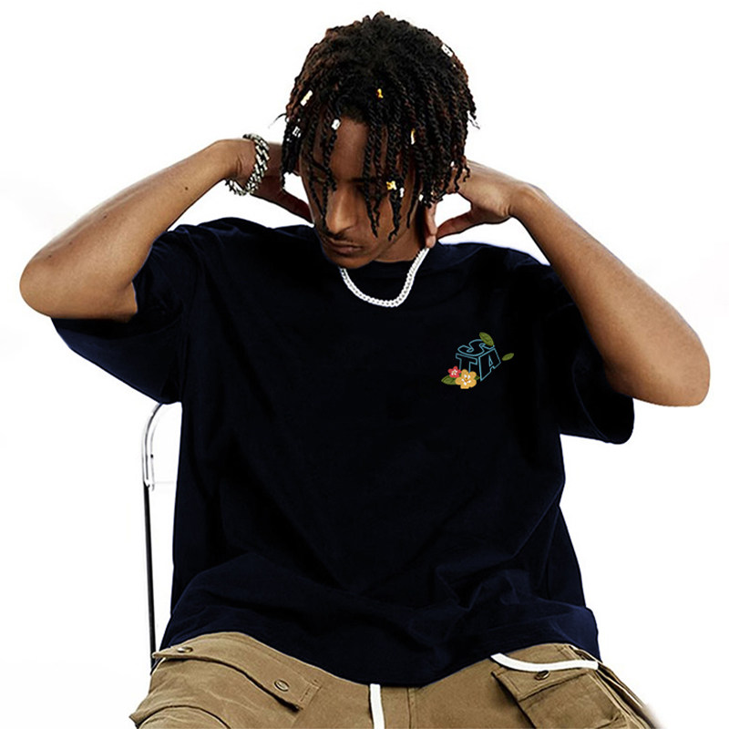 STA美式复古潮牌字母印花纯棉T恤