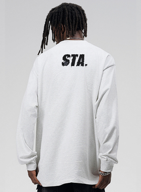 STA国潮融化S印花长袖T恤男女秋季美式宽松情侣装休闲体恤打底衫
