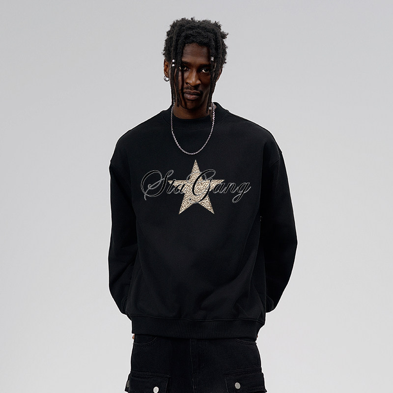 STA星星印花重磅圆领卫衣