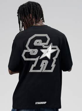 STA SR字母轮廓印花重磅纯棉280g短袖T恤男潮牌情侣体恤半袖短袖