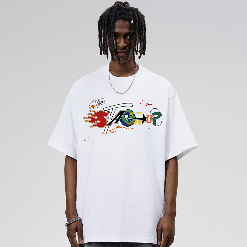 STA涂鸦字母印花短袖T恤男女